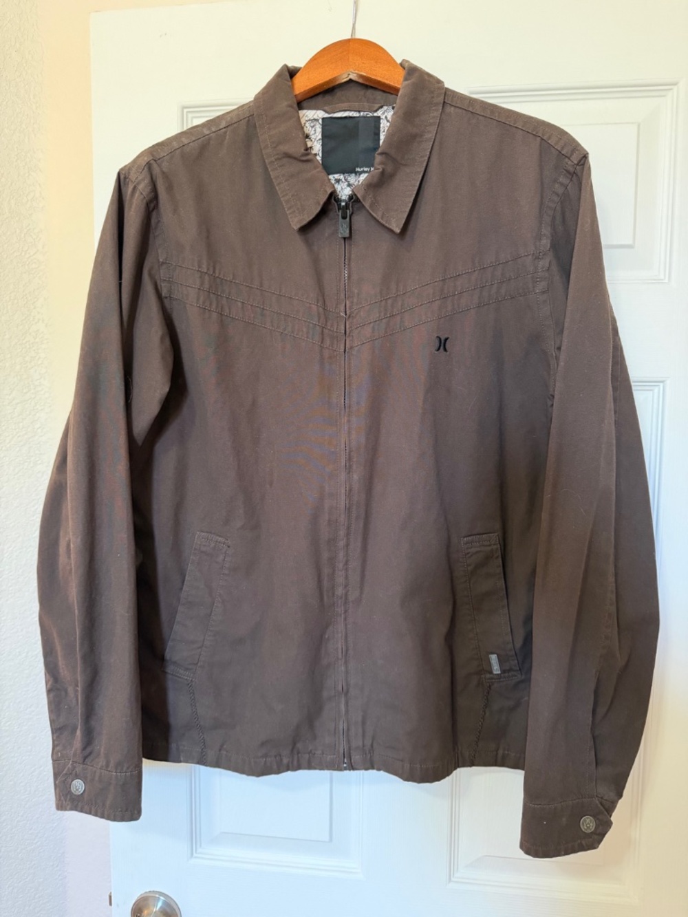 Hurley Men's Lightweight Wind Jacket Unlined Large Brown Vintage